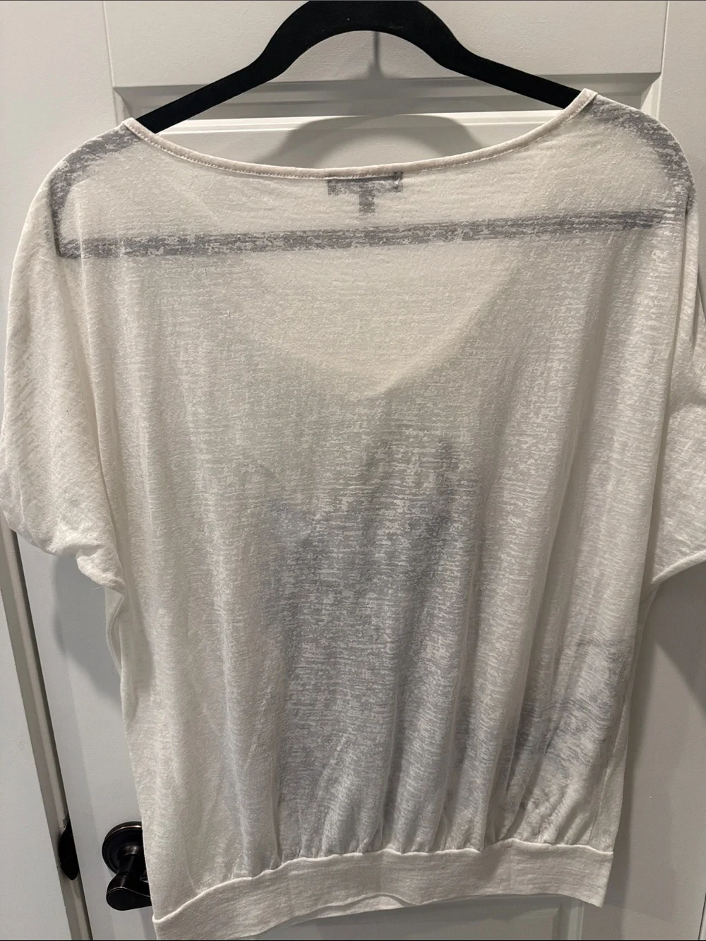 Express White Draped Butterfly Print Top with Blue Accents